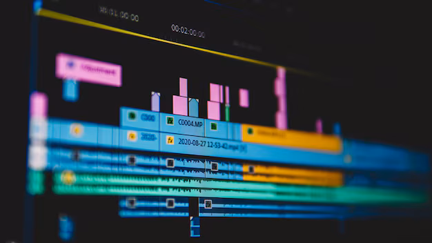 Close-up of a video editing timeline